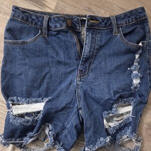 Fashion Nova Blue Distressed Jean Shorts